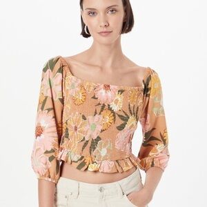 NWOT Roxy Like The Sun Again Woven Off The Shoulder Top, S